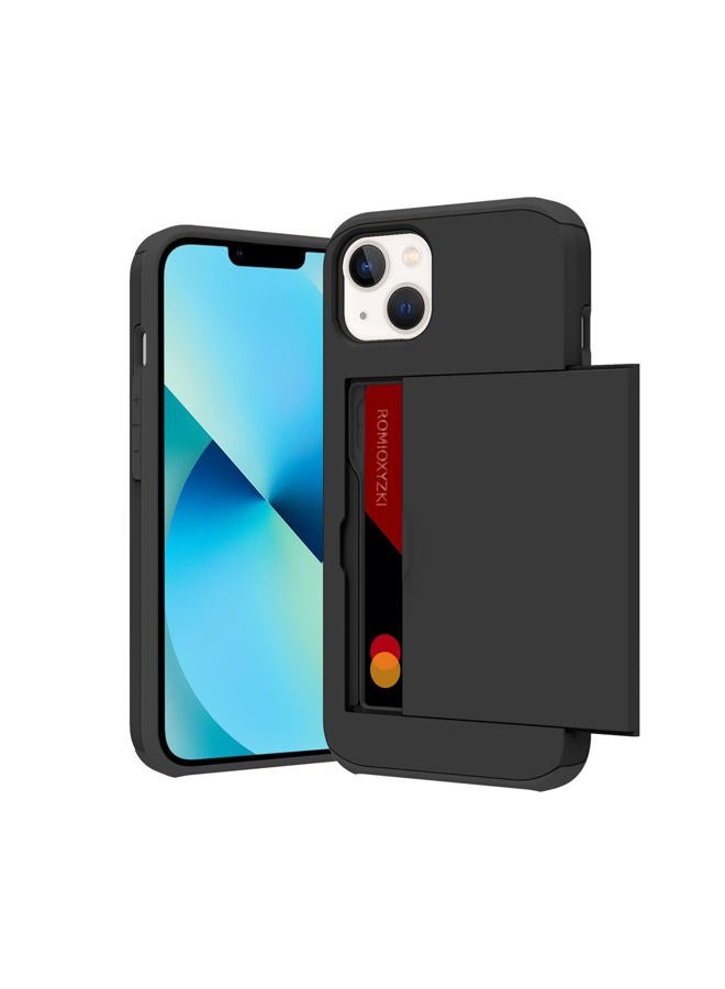 ZIYE for iPhone 13 Case with Card Holder,for iPhone 13 Wallet Case Anti-Scratch Dual Layer Hidden Pocket Phone Case Shockproof Cover Compatible with for iPhone 13 5G-Black - Image 1