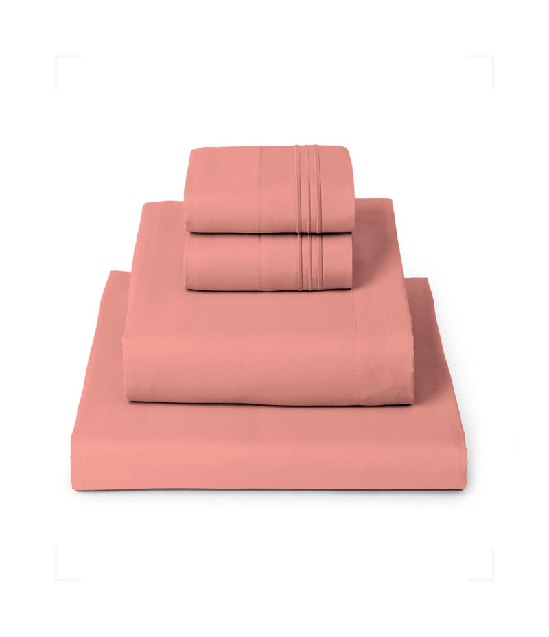 Mellanni California King Sheets Set  4 PC Iconic Collection Bedding  Hotel Luxury Extra Soft Cooling Bed Sheets  Wrinkle Fade Stain Resistant Cal King Coral