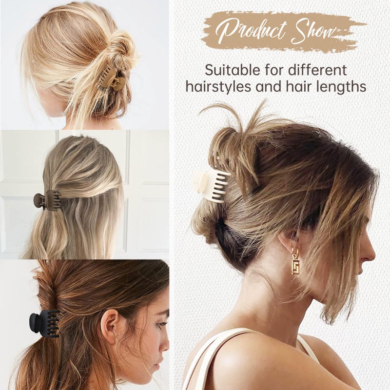 DEEKA Double Row Teeth Hair Clips Small Claw Clips for Thin Hair 4 Pack 1.6" Medium Matte Non-slip Short Hair Accessories for Women and Girls - Image 3