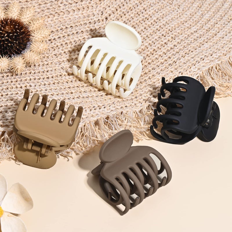 DEEKA Double Row Teeth Hair Clips Small Claw Clips for Thin Hair 4 Pack 1.6" Medium Matte Non-slip Short Hair Accessories for Women and Girls - Image 4