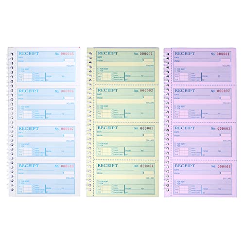 Yeplan Receipt Books with Carbon Copies,Money and Rent Receipt Book,3-Part Carbonless,5.31" x 11.22",Receipt Book for Small Business,Blue,Yellow and Pink Copy,100 Sets Per Book - Image 3