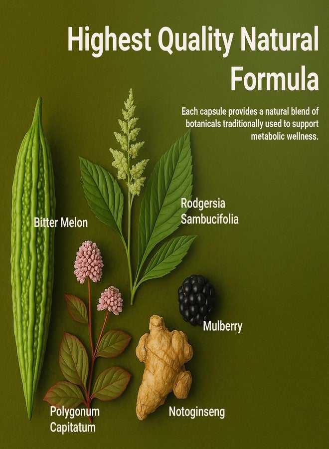 DR. HERBAL WELL مكمل غذائي دكتور هيربال ويل جلوكو-جارد مع الجينسنغ بلس يدعم مستويات السكر في الدم الصحية ضمن المعدل الطبيعي. خالٍ من الفيتامينات والمعادن المضافة، مكونات طبيعية 100% (60 كبسولة). - Image 4
