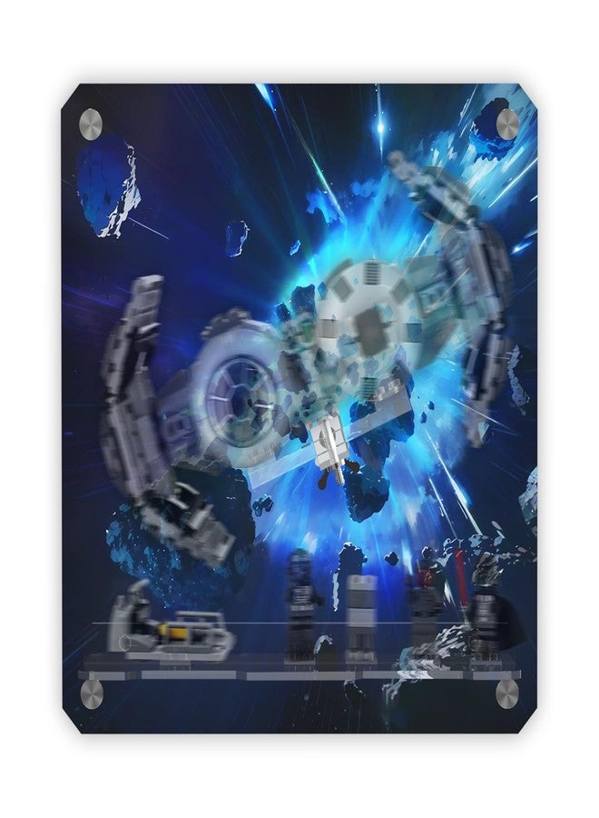 DALDED Display Wall Board Compatible with Lego Star Wars 75347 TIE Bomber, Premium Acrylic Art Frame with Secure Model & Minifigure Holder, Explosive Space Battle Backdrop, Easy Installation Kit - Image 1