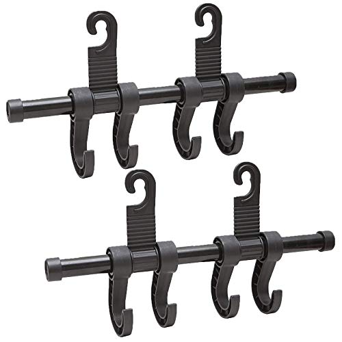 Maxsa Innovations Maxsa 25544 Car Headrest Multi-Hanger 4 Hook Organizer for Bags and Car Storage, (2-Pack) Black - Image 1