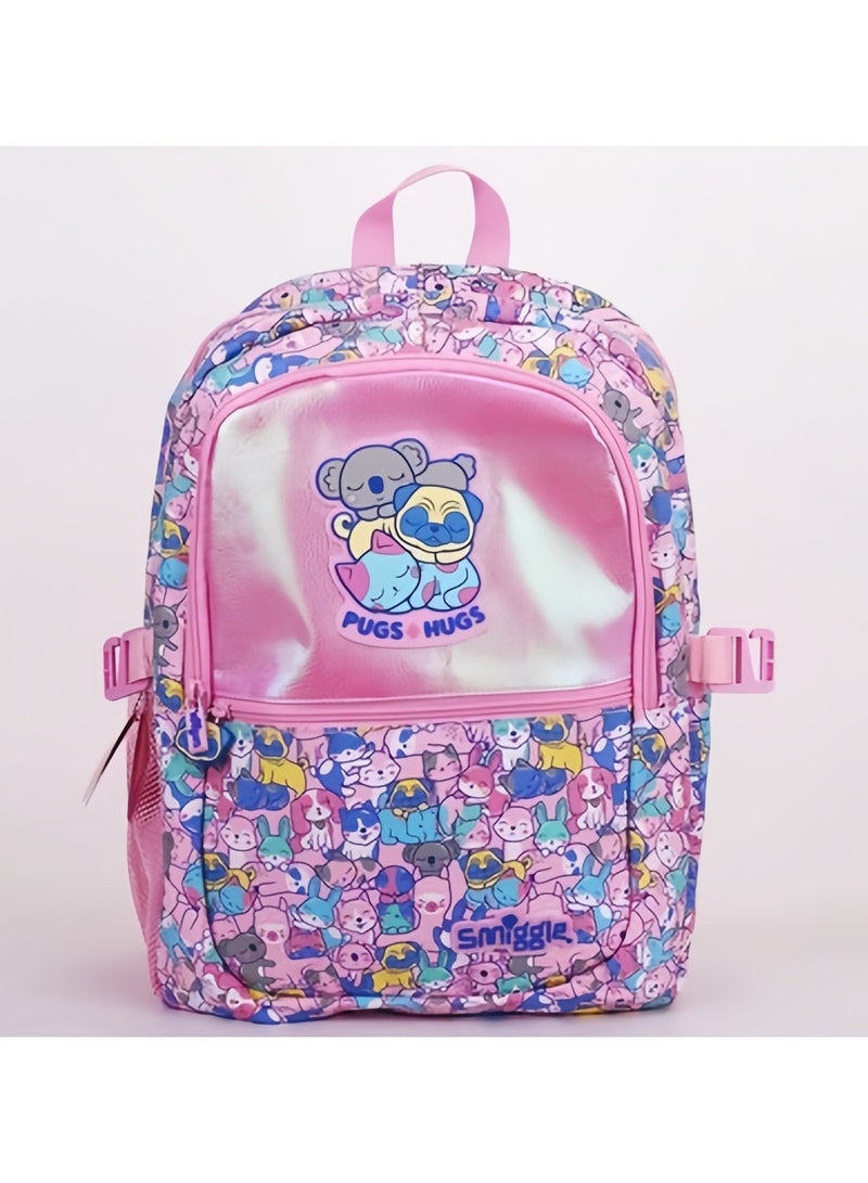 Smiggle Girls Laser Printing Student Schoolbag Elementary and Middle School Students Children's Backpack Outdoor Leisure Bag Backpack 42*30CM
