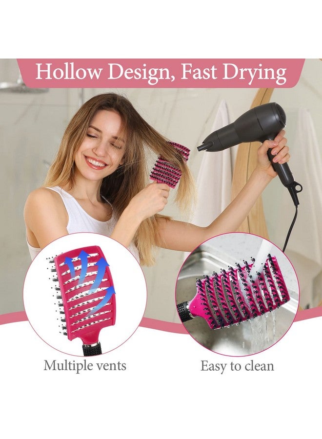 Zopeal 9 Pieces Detangling Brush Boar Bristle Hair Brush Curved And Vented Detangler Hair Brush Dry Hair Brushes Make Hair Shiny Detangler Brush For Women Men Kids Wet Curly Thick Straight Hair - Image 4