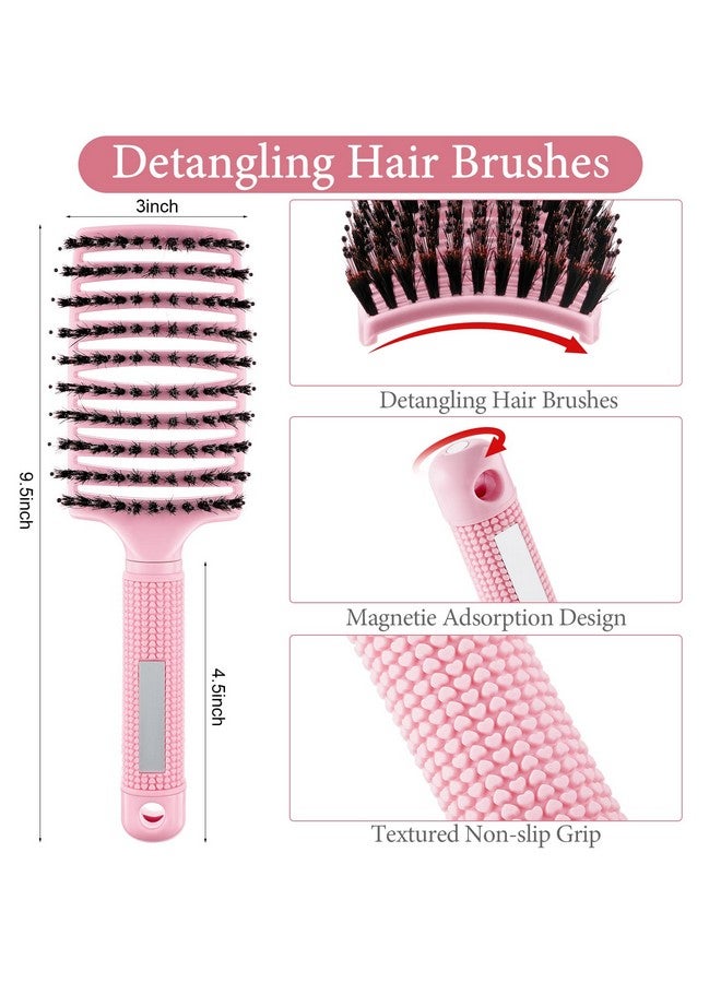 Zopeal 9 Pieces Detangling Brush Boar Bristle Hair Brush Curved And Vented Detangler Hair Brush Dry Hair Brushes Make Hair Shiny Detangler Brush For Women Men Kids Wet Curly Thick Straight Hair - Image 2