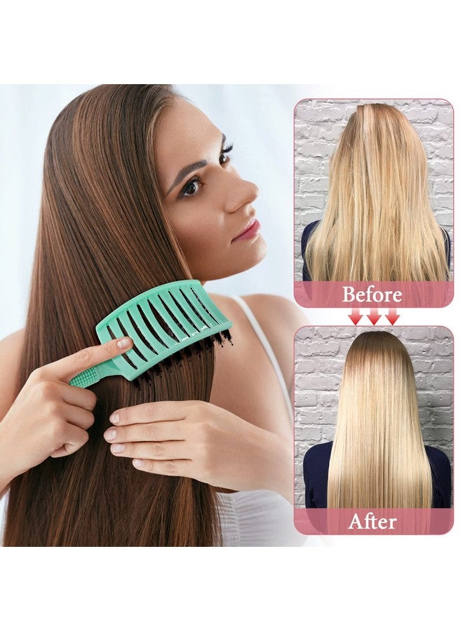 Zopeal 9 Pieces Detangling Brush Boar Bristle Hair Brush Curved And Vented Detangler Hair Brush Dry Hair Brushes Make Hair Shiny Detangler Brush For Women Men Kids Wet Curly Thick Straight Hair - Image 3