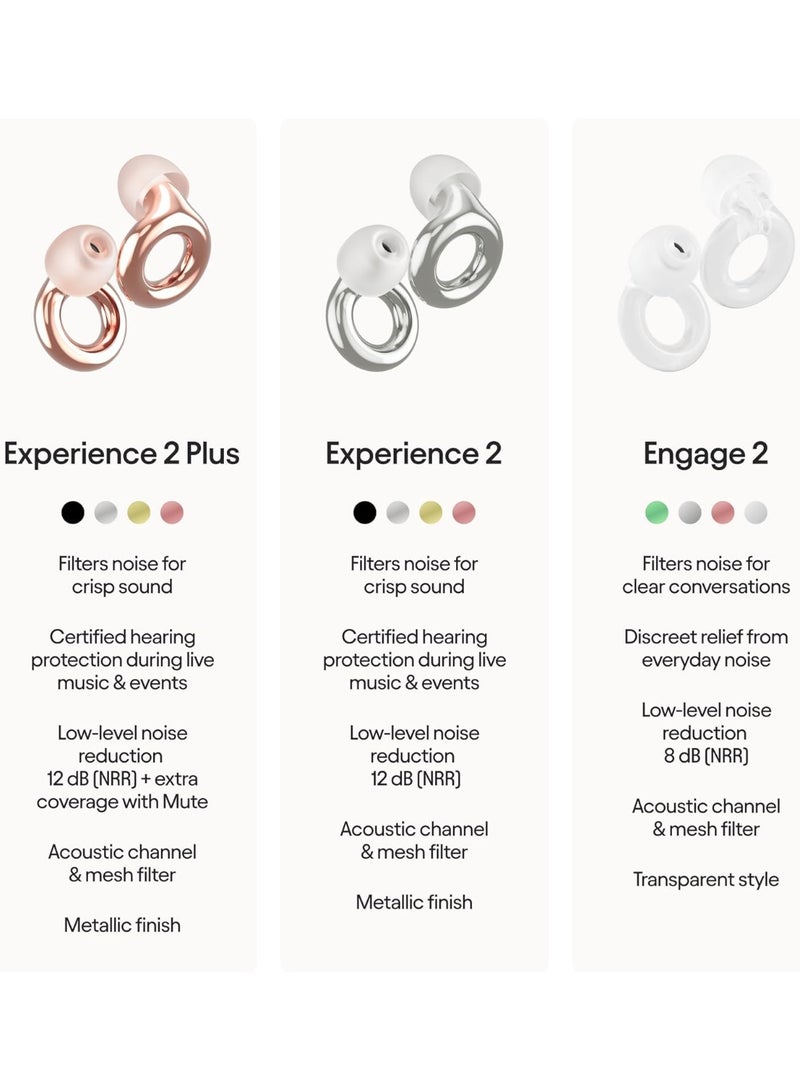 Loop Experience 2 Plus Ear Plugs – Stylish Certified Hearing Protection for Concerts & Festivals, Live Events, Sports, DJs & Nightlife – 17dB Noise Reduction, (High-Fidelity) + Mute for extra coverage - Image 2