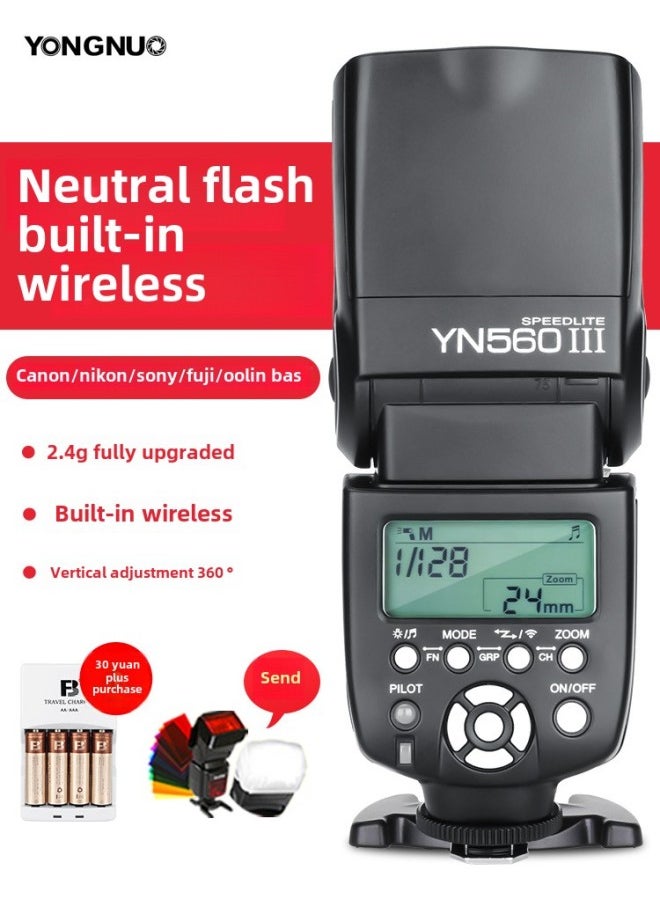 Yongnuo YN560III Three-generation SLR Flash Is Suitable For Canon Nikon Universal External Top Off-machine Hot Shoe Photography-Color:YN 560IV +5 Battery ]