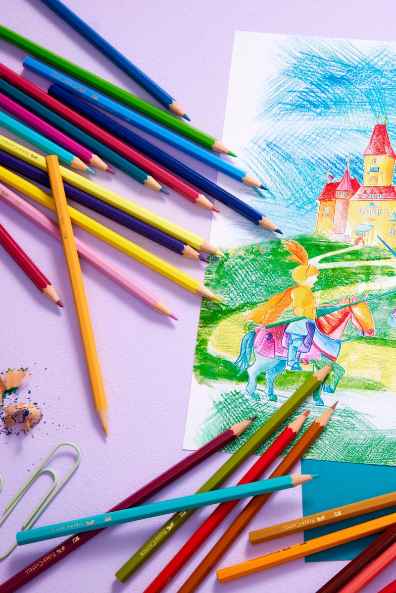 FABER-CASTELL مجموعة أقلام تلوين فابر-كاستل قلعة 111260، 60 قطعة، سداسية، مقاومة للكسر، للأطفال والبالغين - Image 4