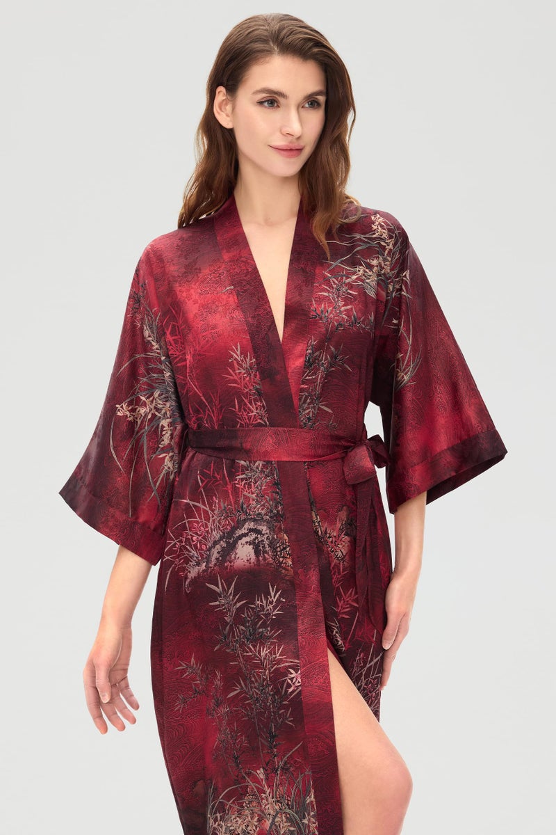 PRODESIGN Kimono Robes for Women - Long Silky Sleepwear Soft Nightgown Bathrobe Floral Dressing Gowns Blouse Bride Bridesmaid Robes - Image 5