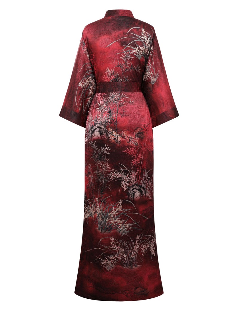 PRODESIGN Kimono Robes for Women - Long Silky Sleepwear Soft Nightgown Bathrobe Floral Dressing Gowns Blouse Bride Bridesmaid Robes - Image 2