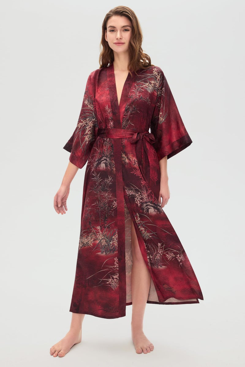 PRODESIGN Kimono Robes for Women - Long Silky Sleepwear Soft Nightgown Bathrobe Floral Dressing Gowns Blouse Bride Bridesmaid Robes - Image 3