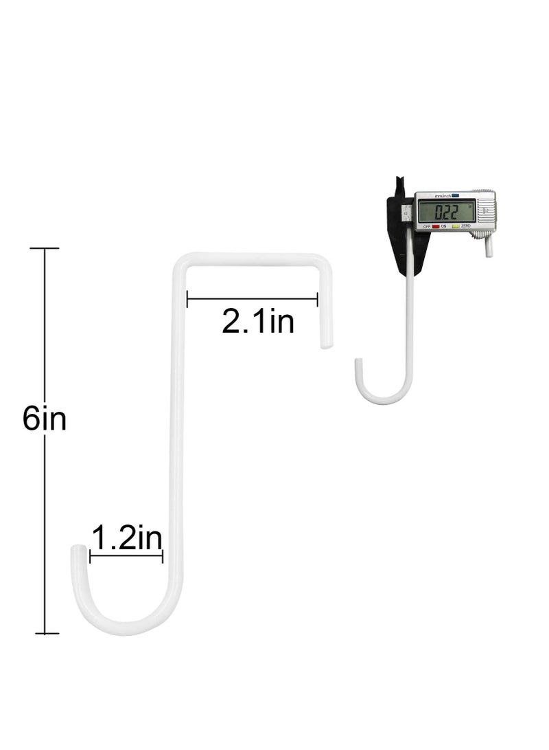 KASTWAVE 8 Pack Vinyl Fence Hooks 2 x 6 Inch Patio Hangers White Powder Coated Steel Fence Hangers for Hanging Plants Planters Bird Feeders Lights Pool Tools - Image 2