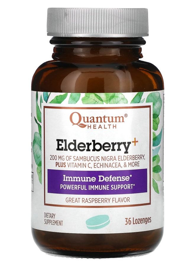 Quantum Health Elderberry+ Immune Defense Raspberry 36 Lozenges 