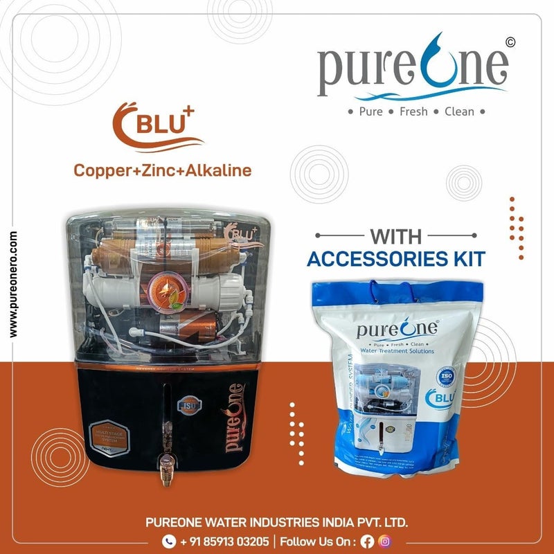 PUREONE BLU AlkalineROUVUF Water Purifier for Home and Office Black Pack of 1 - Image 3