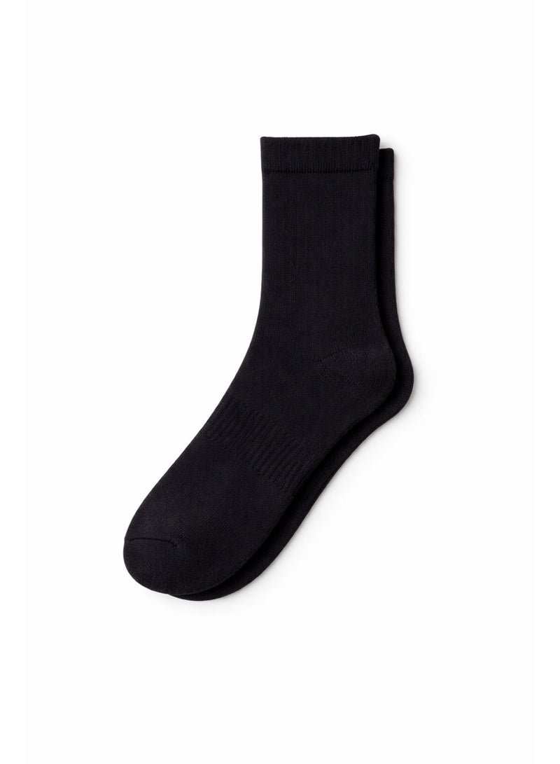 victor and jane 3 PAIRS CREW PLAIN SOCKS BLACK - Image 2