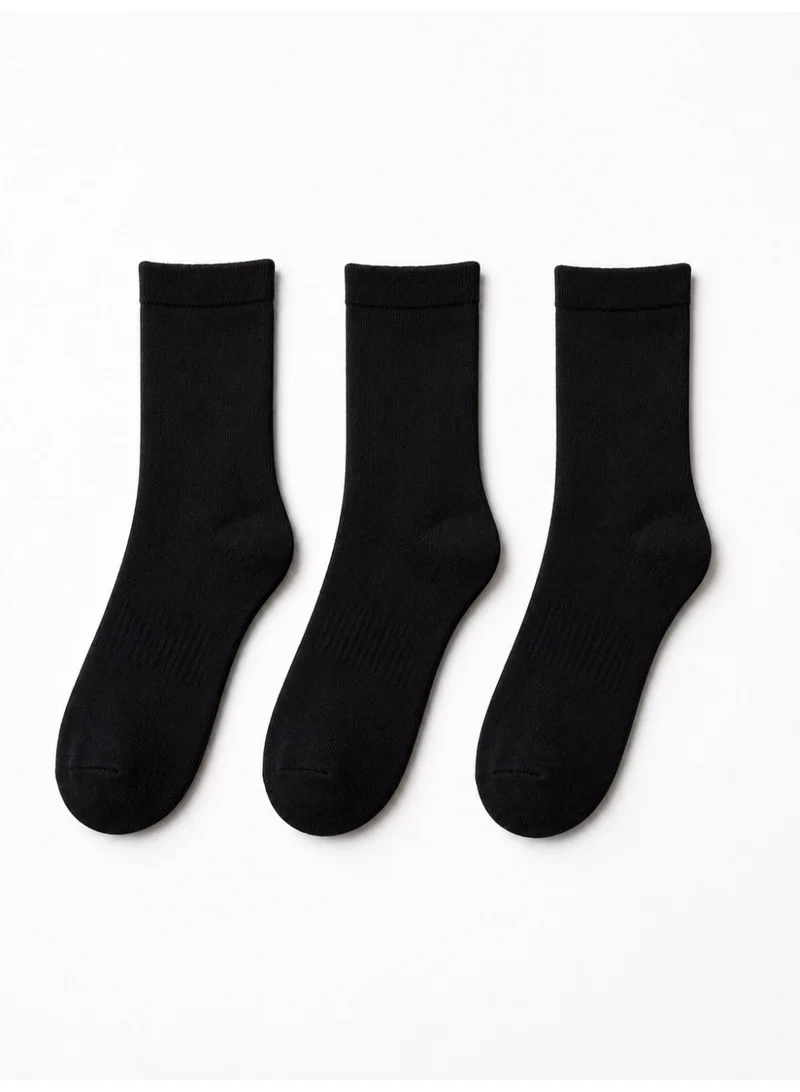 Victor And Jane Pack Of 3 3 PAIRS CREW PLAIN SOCKS BLACK  | Best Price UAE