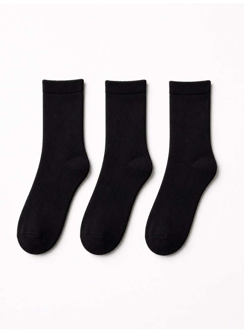 victor and jane 3 PAIRS CREW PLAIN SOCKS BLACK - Image 3