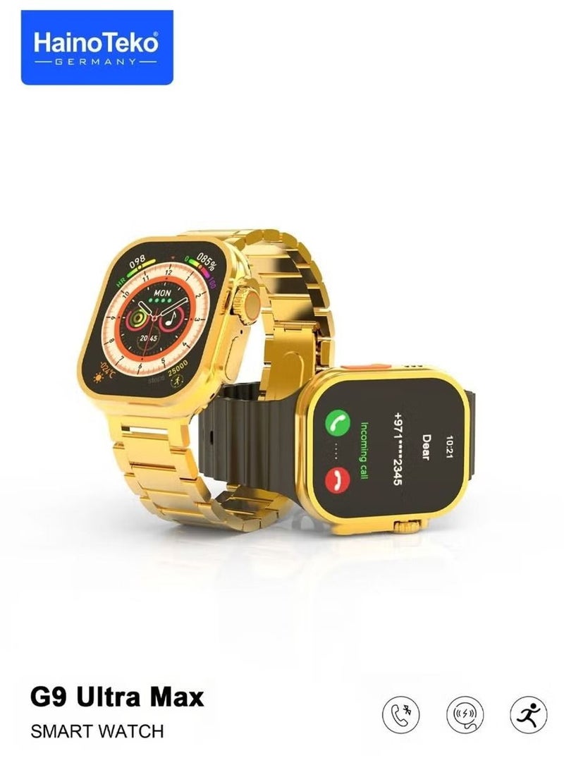 Haino Teko germany G9 Ultra max smart watch with NFC always on display Wireless Charging for Mens and Womens Golden Edition - Image 2