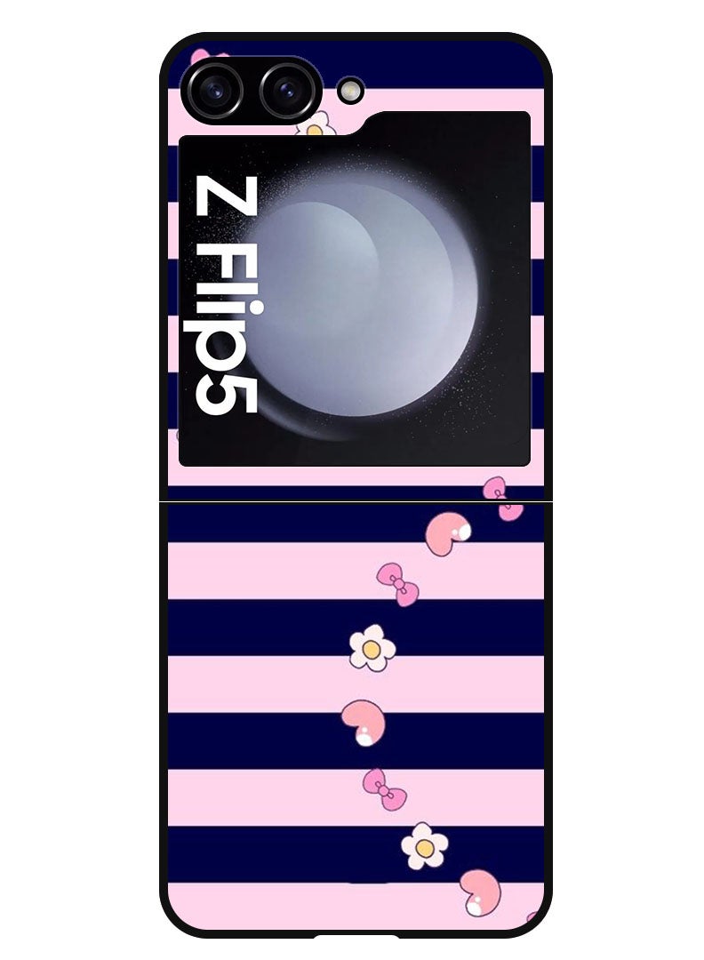 Theodor Protective Case Anti Scratch Shock Proof Bumper Cover For Samsung Galaxy Z Flip 5 Heart and Flowers - Image 1