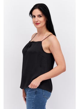 ESPRIT Women Square Neck Sleeveless Textured Top, Black  - Image 3