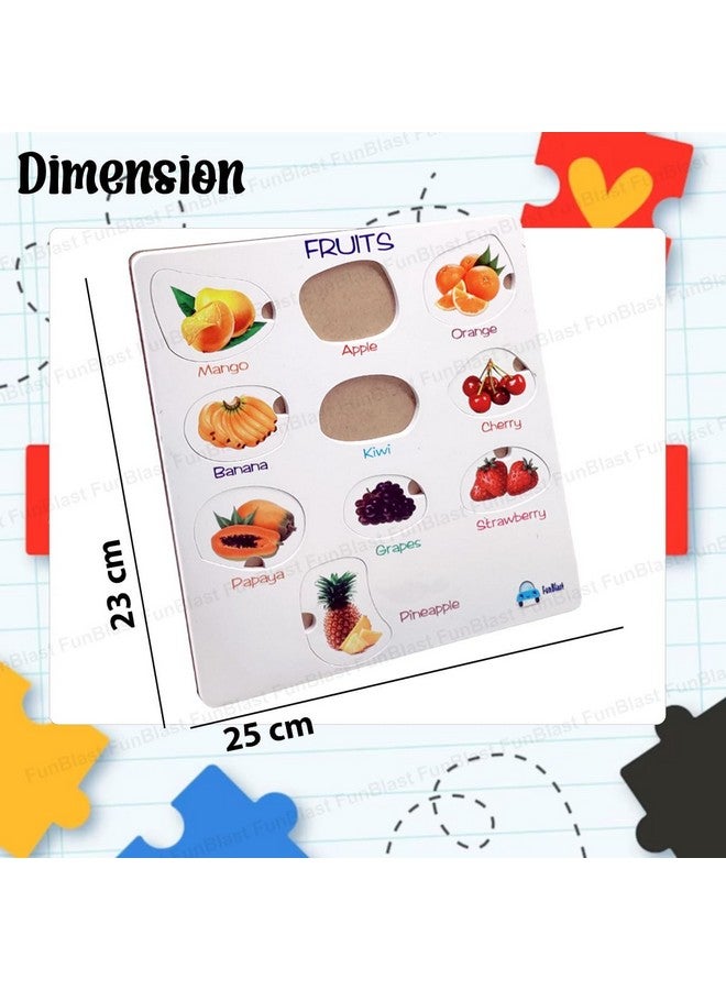 FunBlast Fruits Learning Puzzle Board for Kids - Colorful Learning Educational Board for Kids, Educational Learning Acrylic Board Tray, Size- 25 X 23 cm - Multicolor - Image 2