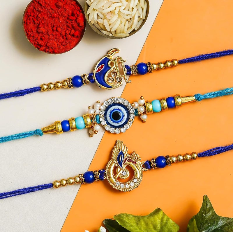 Perpetual Set Of 5 Rakhi For Brothers, Bhabhi, Kids And Adults Handcrafted Designe Rakhi For Bhai With Fridge Magnet Best Gift Hamper -51A - Image 2