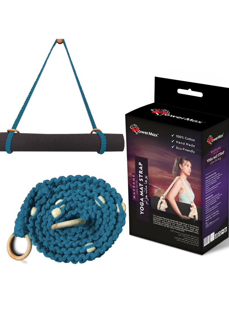 PowerMax Fitness 100% Cotton MacramÃ© Boho style Hand Woven Yoga Mat Carrying Strap, Multi-Purpose Strap/Carrier for Your Yoga Mat, Exercise Mat and beach blanket - Image 1