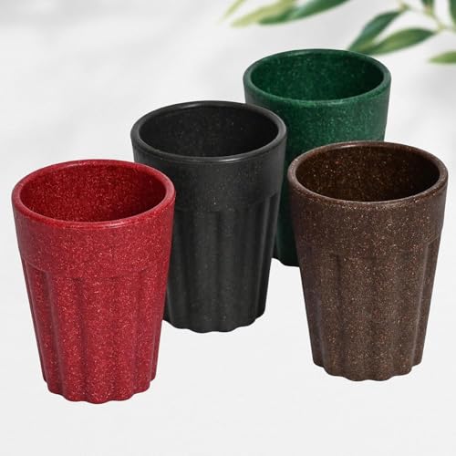 MEDALLIX Set of 6 Eco-Friendly Cutting Chai Cups | 100ml Reusable Coffee & Tea Cups | Rice Husk & Bamboo Fiber | Microwave & Dishwasher Safe | Hot & Cold Beverages (Multi Color) - Image 1