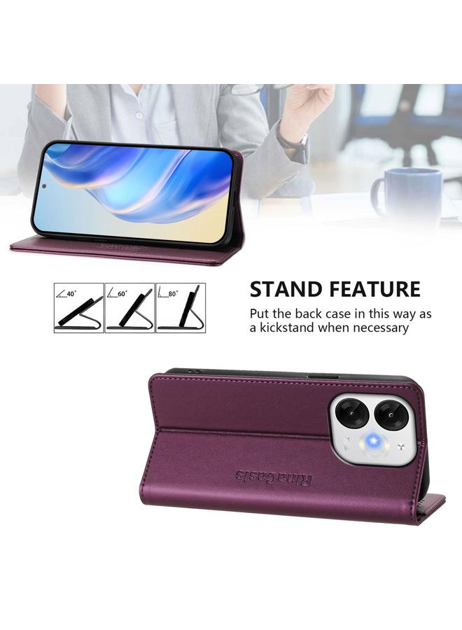 S-TOP Case For itel A80 4G RC01 Dual-Folded Magnetic Suction RFID Leather Phone Case - Image 4