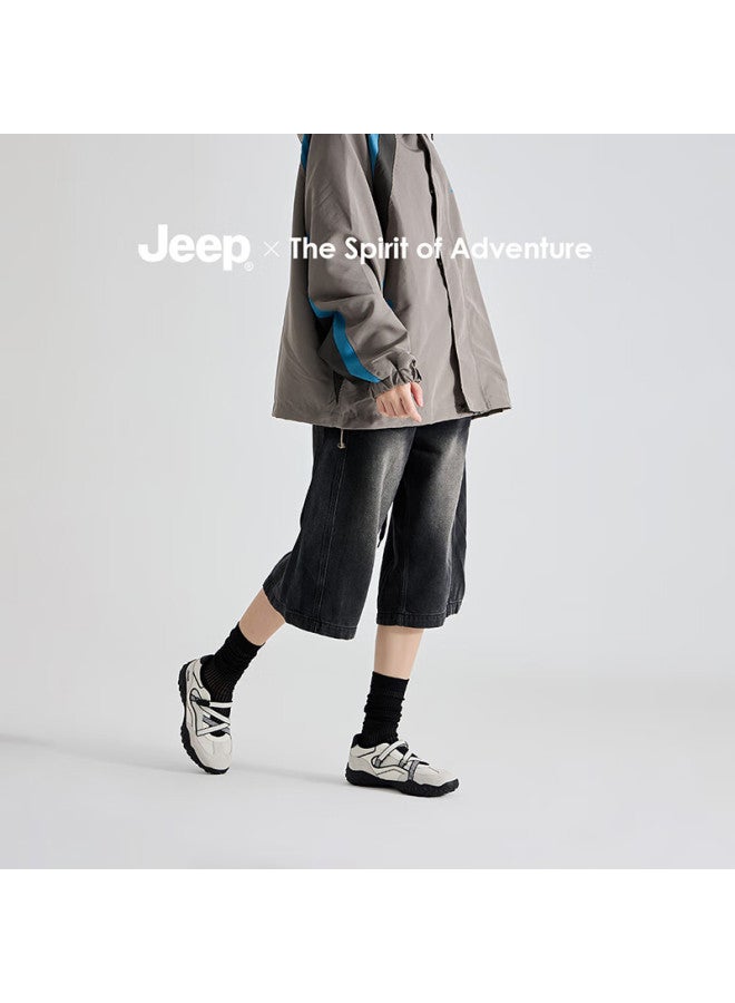 Jeep Niche Design Mary Jane Women's Outdoor Non-slip Hiking Shoes Thick Sole Low-cut Sneakers White Gray Size 40 - Image 2