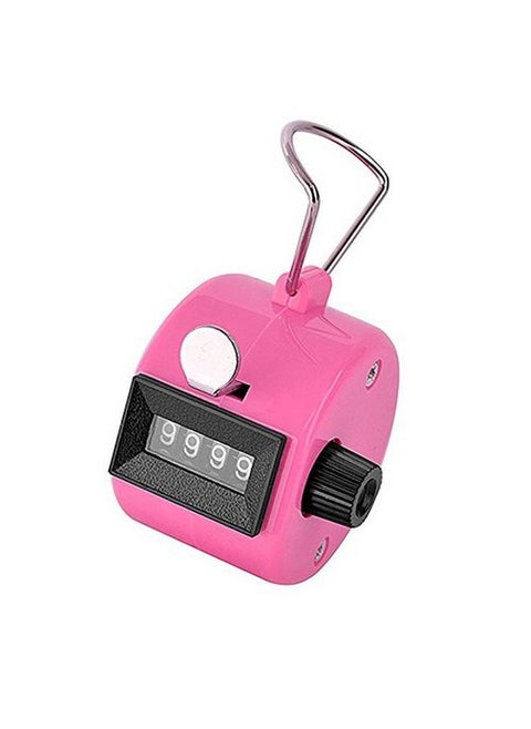 SPHTOEO 4-Digit Handheld Tally Counter Manual Mechanical Palm Clicker Counter Tracker (Pink)