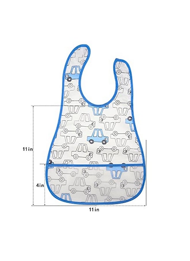Babyhood Baby Bib Waterproof With Snaps for Infants and Toddlers - 4pcs Food Catcher Bibs (Car Puppy Bear)  - Image 2