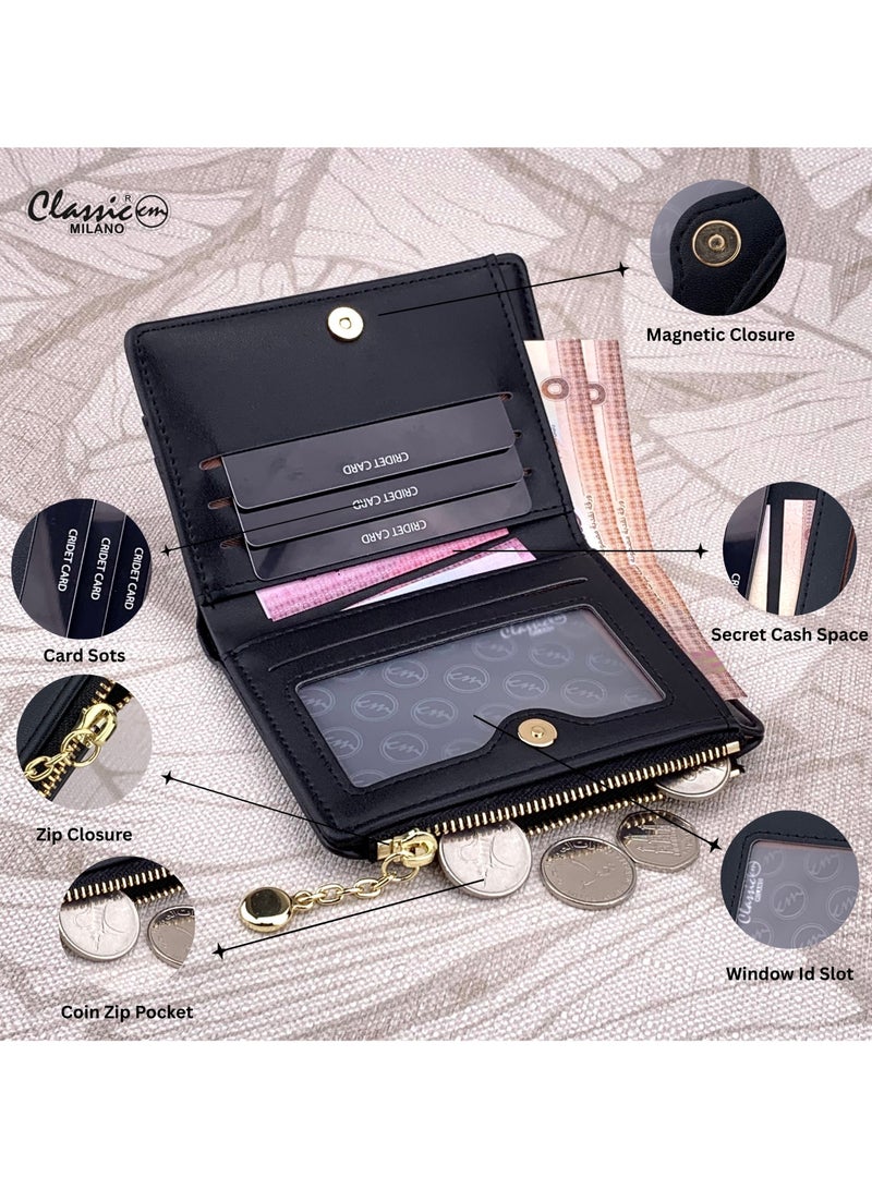 Classic Milano Classic Milano Premium Faux Leather Wallet for Women with Coin Zip | Ladies Wallet Stylish Card Holder Purse | Slim Women's Wallet for Daily Use, Travel, and Gifting  - Image 2