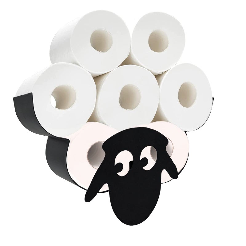 CUKE2BEET Sheep Toilet Paper Storage Hold Wall Mounted Floating Shelf Toilet Paper Roll Holder with Storage Funny Animal Bathroom Tissue Organizer