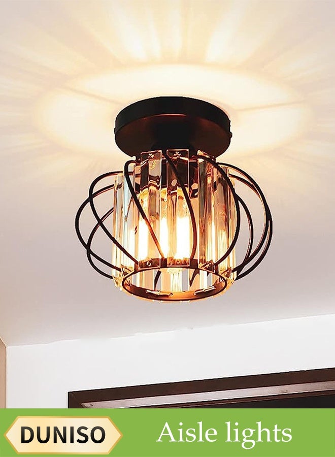 DUNISO Vintage Ceiling Lamp, Crystal Corridor Lamp, Corridor Balcony Entrance Lamp, Modern Luxury Crystal Chandelier, Creative Restaurant Bedroom Lantern, Crystal Jewelry Bead Effect Chandelier Lampshade, Bar Cafe Lamp Suitable For Restaurant Bedroom Living Room  - Image 1