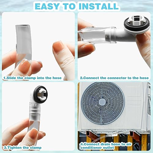 CANIPHA 3Ft Portable Air Conditioner Drain Hose, 3/5 Inch Leakproof AC Drain Hose Kit, Universal AC Drain Hose Drain Pipe Replacement with Hose Connector and Clamp, Window Air Conditioner Unit Parts - Image 4