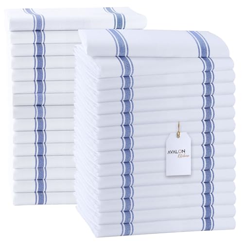 Avalon Kitchen Dish Towels Set (Value Pack of 30) Size 15x25 Inch, 100% Cotton Soft & Absorbent Kitchen Towels, Tea Towels, Reusable Cleaning Cloths for Household Cleaning (Blue) - Image 1