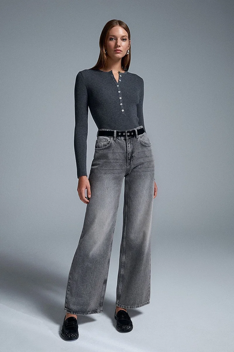 Dilvin Charcoal Grey DILVIN Women's Acrylic Wool Blend Sweater for Women | Best Price UAE