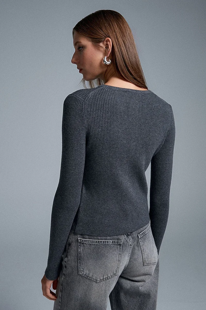 Dilvin Charcoal Grey DILVIN Women's Acrylic Wool Blend Sweater for Women | Best Price UAE