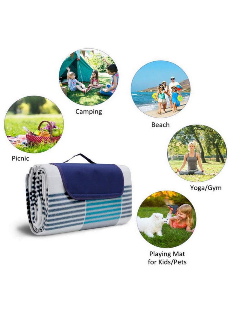 Generic 1PCS Waterproof Picnic Blanket Outdoor Blanket with Waterproof Backing for Family Beach Park Concerts Camping Hiking and Travel Extra Large 200cm x 150cm  - Image 5