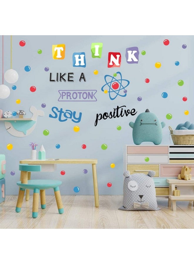 IARTTOP School Wall Decal, Stay Positive Colorful Polka Dots Wall Stickers, Inspirational Quote Sticker, Chemistry Proton Wall Art for Classroom Artwork Middle School Decor - Image 3