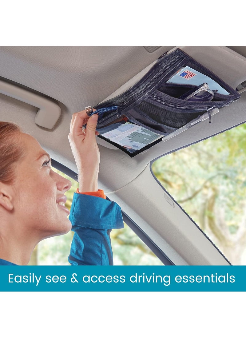 High Road High Road Car Visor Organizer with Secure Zip Pockets, Sunglasses Holder and Clear Registration and Insurance Pocket - Heavy Duty Straps Fit Most Car, SUV and Truck Visors  - Image 2