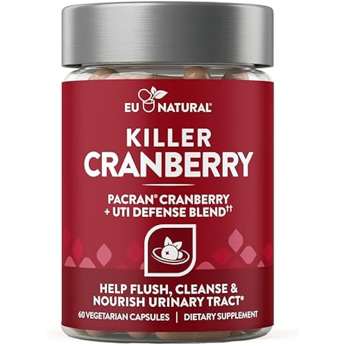 Eu Natural 10-In-1 Killer Cranberry Pills for Women - UTI Defense Blend with Pacran Cranberry - 10 Ingredient Urinary Tract Supplement - Turmeric, Milk Thistle, Dandelion, Ginger & More - 60 Fast-Acting Capsules - Image 1