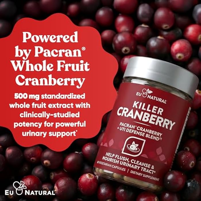 Eu Natural 10-In-1 Killer Cranberry Pills for Women - UTI Defense Blend with Pacran Cranberry - 10 Ingredient Urinary Tract Supplement - Turmeric, Milk Thistle, Dandelion, Ginger & More - 60 Fast-Acting Capsules - Image 5