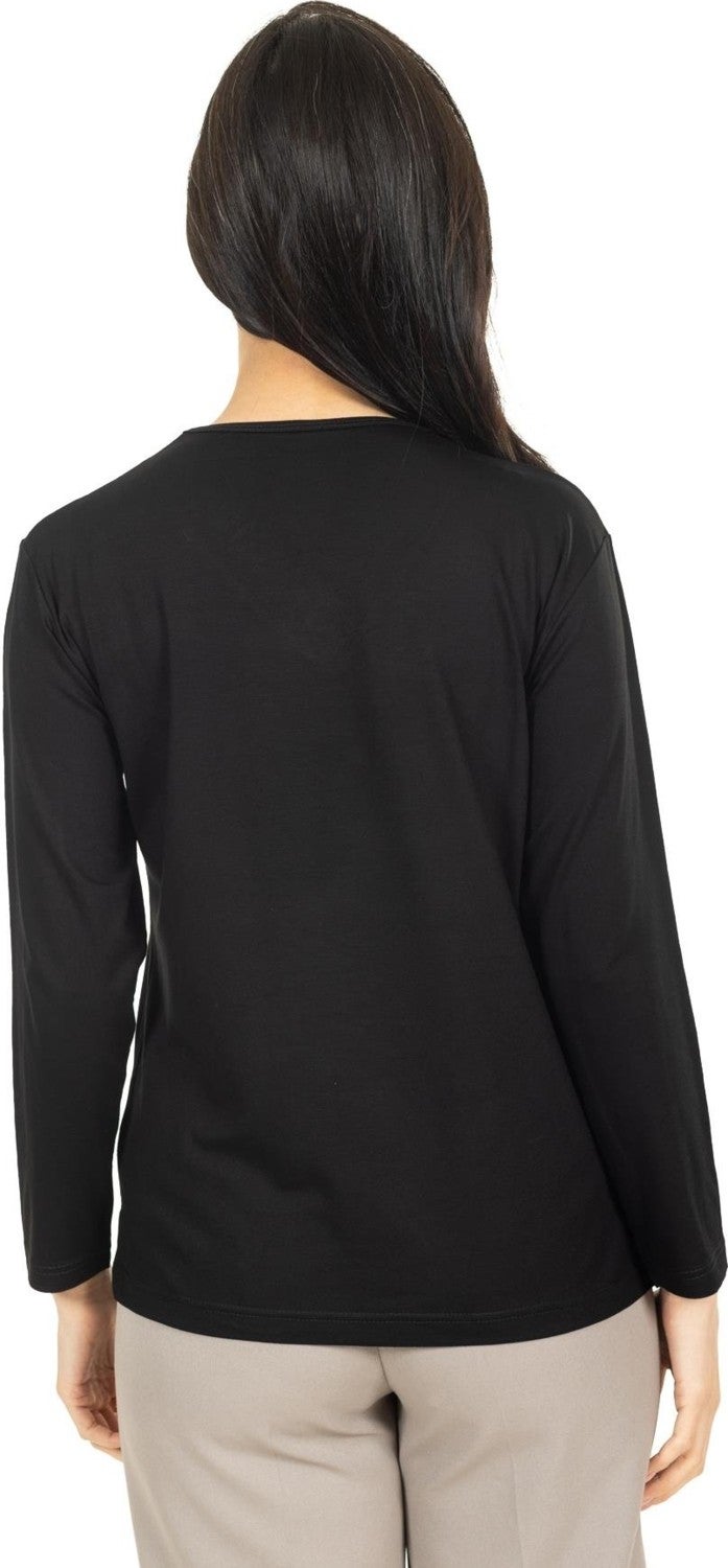 Mutlu City Women Middle Age and Above New Model V Neck Plain Model Mother Cotton Blouse 30565  - Image 4