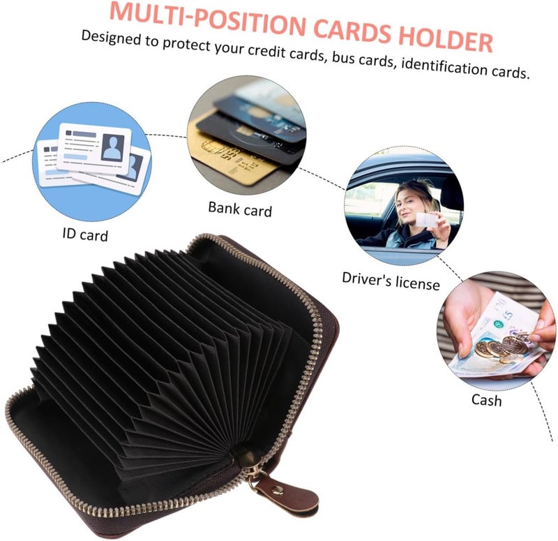 BESTonZON Genuine Leather Wallet Rfid Blocking Large Capacity Card Holder with Coin Pocket Bifold Billfold for Men and Women Coffee Color Compact Organizer for Travel and Daily Use - Image 4