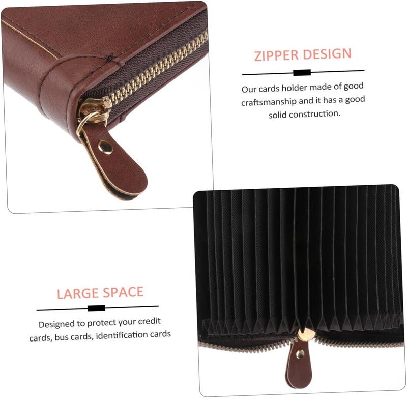 BESTonZON Genuine Leather Wallet Rfid Blocking Large Capacity Card Holder with Coin Pocket Bifold Billfold for Men and Women Coffee Color Compact Organizer for Travel and Daily Use - Image 3